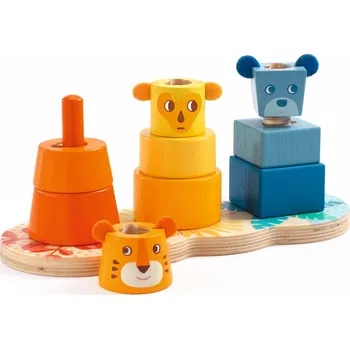DJECO Dřevěná nasazovací hračka Baby color Multi Stack DJ06290