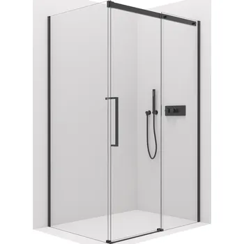 CERANO - Sprchový kout Lantono L/P - 8 mm - Soft-Close - černá matná, transparentní sklo - 130x90x195 cm - posuvný