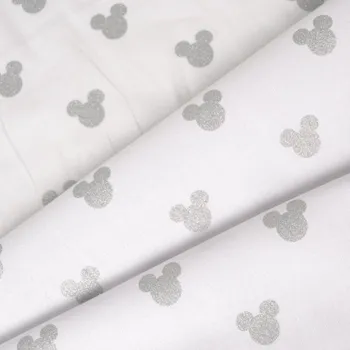 Látka bavlna UNI Renforcé stříbrné myšky na bílé