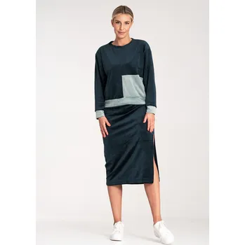 Velurový set mikina sukně M1036 FIGL Barva: Tmavě Modrá, Velikost: M