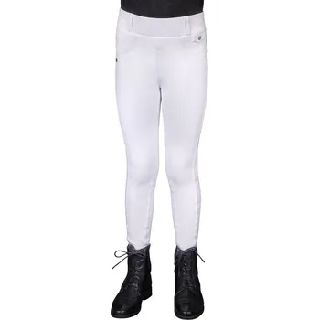 Dívčí legíny QHP Legíny jezdecké Juliet QHP, s gripem, zimní, dětské, bílé 164