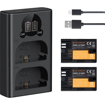 K&F Concept Sada dvou baterií LP-E6 NH 2250 mAh a duální nabíječky K&F pro Canon