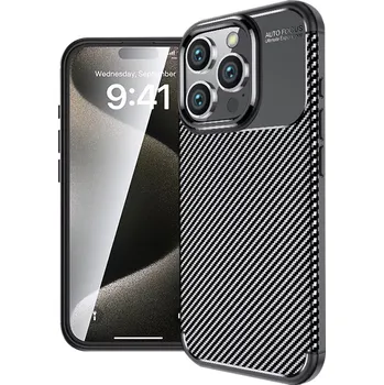 Pouzdro na mobilní telefon Kryt iPhone 16 Pro, Techsuit CarbonFiber černý