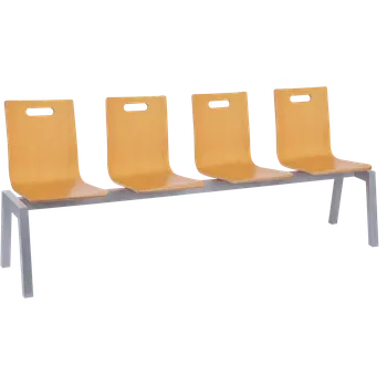 MEGAN PLUS 4, dřevěná lavice do čekárny, 4-sedák, buk, kostra stříbrná