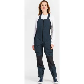 Suchý oblek DECATHLON Dámské kalhoty s laclem na jachting 500 XS ČERNÁ|ŠEDÁ