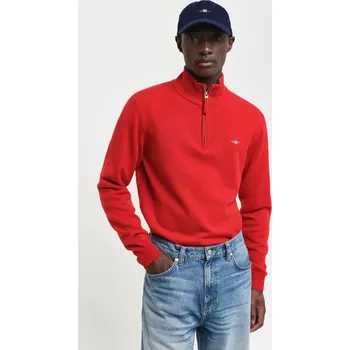 Pánský svetr SVETR GANT SUPERFINE LAMBSWOOL HALF ZIP BRIGHT RED