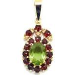 Stříbrný přívěsek s vltavínem a českými granáty Cara - Zlacení