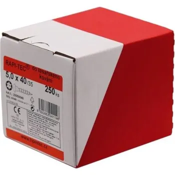 Vrut HPM TEC RAPI-TEC 5,0x40/35 (balení 250 ks) - stavební vruty do tesařského kování, pozink, půlkulatá hlava s osazením, TORX T20