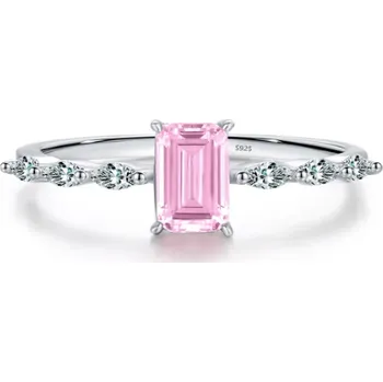 Prsten Stříbrný prsten s růžovým zirkonkem Dafne - 50