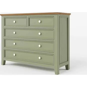 Komoda Komoda PROVENCE K8P5S z masivu olivová Barevné provedení: Olivová, Provedení: SLIM - šuplíky bez pojezdů