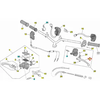 Brzda pro motocykl Piaggio Brzdová páčka levá Scarabeo 100 AP8218570