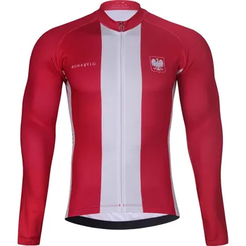 cyklistický dres BONAVELO Cyklistický dres s dlouhým rukávem zimní - POLAND WINTER - červená/bílá 2XL