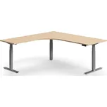 Výškově nastavitelný stůl QBUS, rohový, 2000x2000 mm, stříbrná podnož, dub