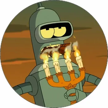 Jedlá dekorace na dort Jedlý papír Futurama Bender se svícnem 19,5 cm