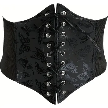 Opasek Ostatní Steampunk Gothic underbust korzet opasek s motýli, černá
