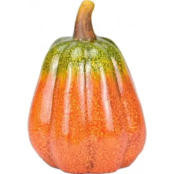 Keramická dýně oranžová/zelená 19x15 cm