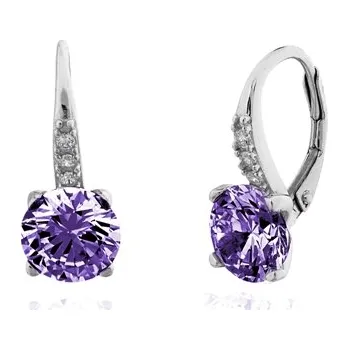 Náušnice Stříbrné naušnice s fialovými zirkony SVLE0347XF3F100