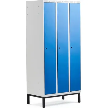 Šatní skříň Šatní skříňka CLASSIC, s nohami, 3 sekce, 1940x900x550 mm, modré dveře