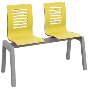 CARMEN 2, dřevěná lavice do čekárny, 2-sedák, vanilková, kostra stříbrná