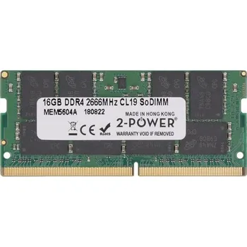 Operační paměť 2-Power 16GB PC4-21300S 2666MHz DDR4 CL19 Non-ECC SoDIMM 2Rx8 (DOŽIVOTNÍ ZÁRUKA) MEM5604A