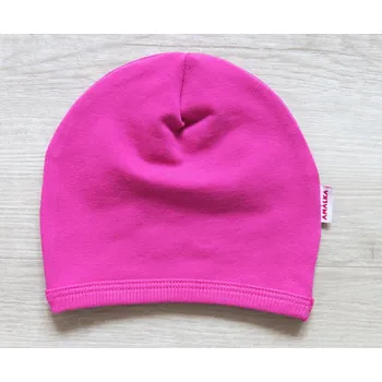 Kojenecká čepice AMÁLKA Elastická čepička saporka teplákovina, fuchsiová Velikost: 56-62