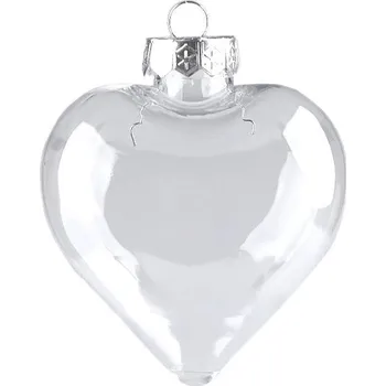 Vánoční ozdoba Baňka k dozdobení - srdce, medailon Varianta: 1 transparent srdce, Balení: 24 ks