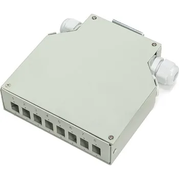 Rozvaděč Optický rozvaděč na DIN lištu 8x SC simplex (8x LC duplex) s hřebínky na 16 svarů, bílý