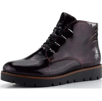 Dámské kozačky Rieker lakovaný kotník na platformě vínový 44902-35 - 39 | P687620