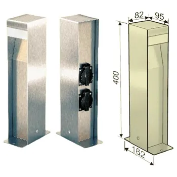 Venkovní osvětlení MCJ Zahradní nerezové svítidlo LED sloupek + 2 zásuvky, v. 40 cm, IP44