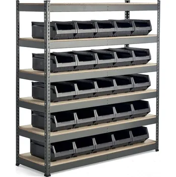 Dílenský regál Regál s plastovými boxy AJ 9000 + COMBO, 25 plastových boxů