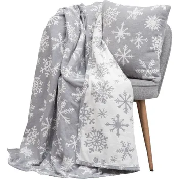 deka SCANquilt pléd WINTER vločky šedobílá střední 150 x 200 cm