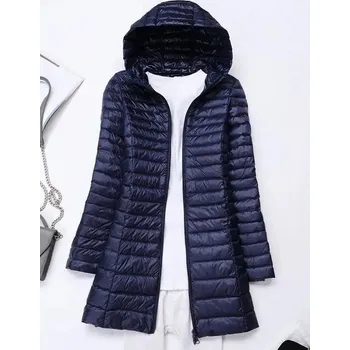 Dámská parka Zimní prošívaná bunda s kapucí Barva: Tmavě Modrá, Velikost: S