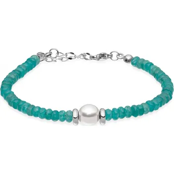 Módní doplněk Troli Něžný tyrkysový korálkový náramek s perlou VESB0712S-B + 2 měsíce na vrácení zboží