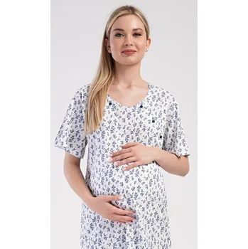 Dámské noční prádlo Vienetta Dámská noční košile mateřská Flowers Barva: Modrá, Velikost: XL