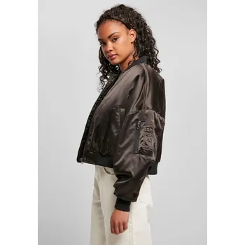 Dámský bomber Dámská krátká oversized saténová bomber bunda černá Urban Classics hnědá 2545901
