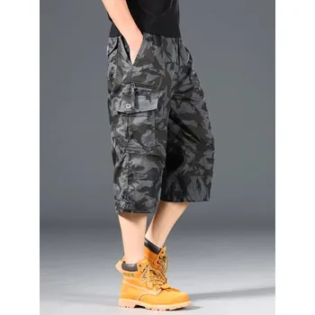 Pánské kraťasy Dlouhé pánské kraťasy taktické outdoor s kapsami Velikost: 3XL, Barva (Varianta): 0036Black camouflage