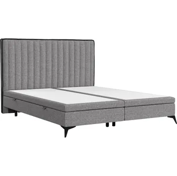Postel Maison de Rêve Tmavě šedá čalouněná dvoulůžková postel ADRON 180 x 200 cm s úložným prostorem