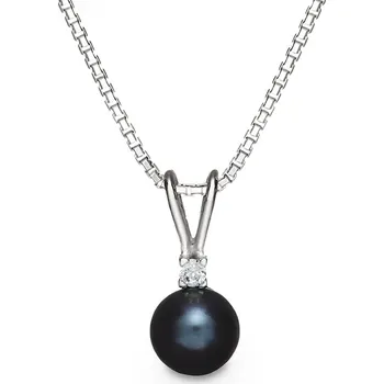 Přívěsek Přívěsek z bílého zlata s černou perlou a zirkonem