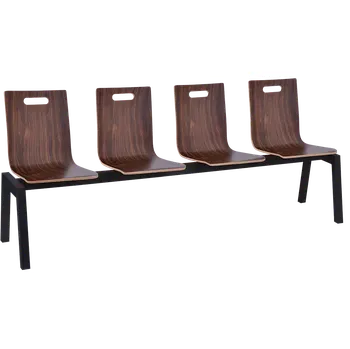 MEGAN PLUS 4, dřevěná lavice do čekárny, 4-sedák, ořech, kostra černá