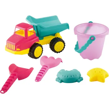Hra na zahradu Playtive hračky na písek sada s autem a růžovým kbelíkem