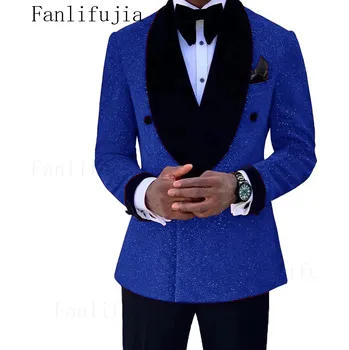 Pánský oblek Pánský dvoubarevný oblek na společnost Barva: Modrá, Velikost: M