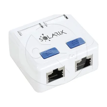 Elektrická zásuvka Zásuvka Solarix CAT5E STP 2 x RJ45 na omítku bílá SX288-5E-STP-WH