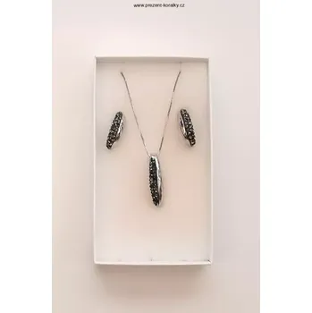 Souprava šperků Stříbrná sada šperků čeré SW krystalky (Náušnice + náhrdelník se SW krystalky AG 925)