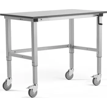 Dílenský stůl Mobilní pracovní stůl MOTION, manuálně nastavitelná výška, 1200x600 mm, 150 kg, šedá