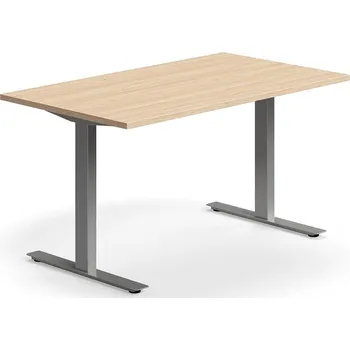 Psací stůl Psací stůl QBUS, T-nohy, 1400x800 mm, stříbrná podnož, dub