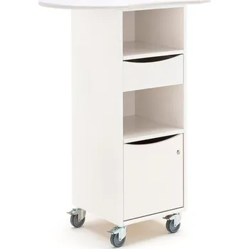 Řečnický pult s širokou deskou, s kolečky, bílá