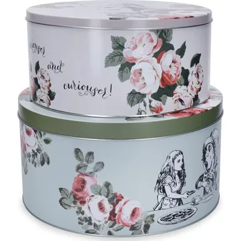 Dóza na potraviny Sada dvou plechových dóz Alice In Wonderland
