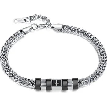 Šperk Náramek z chirurgické oceli s křížem 24cm Černý Impress Jewelry 97k-cube