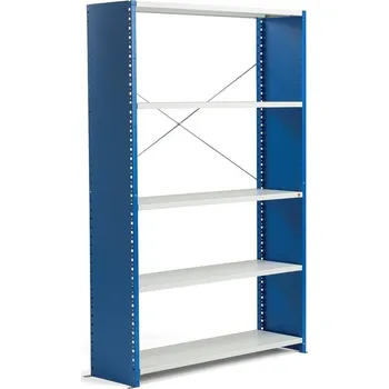 Dílenský regál Kovový regál MIX, 2100x1365x600 mm, s bočními stěnami, modrý, šedé police