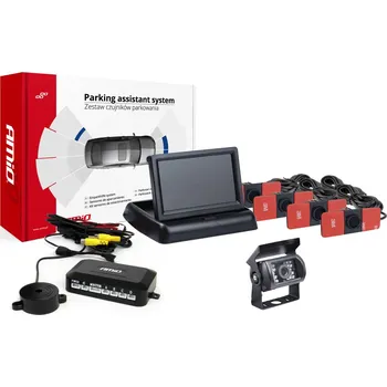 Parkovací asistent AMiO Sada parkovací asistent TFT02 4,3" s kamerou HD-501-IR 4 senzory černá vnitřní
